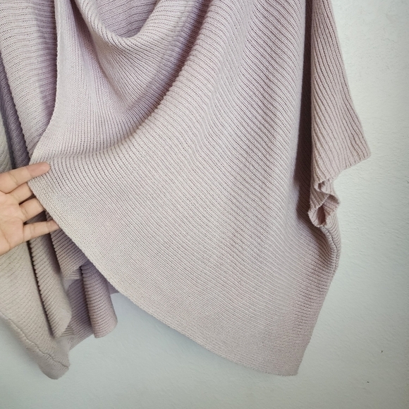 World Market Ribbed Knit Pink Overlay Poncho Top Lounge Casual Boho Minimalist - Picture 3 of 10
